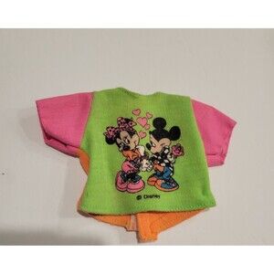VTG Barbie Minnie & Mickey Weekend Wear Green Pink Shirt